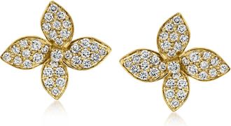 Ross-Simons Lab-Grown Diamond Flower Earrings in 18kt Gold Over Sterling