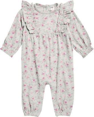 Nordstrom Kids Bubble Sleeve Romper in Green Sigh Ditsy Daisy at Nordstrom, Size 24M