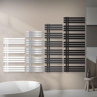 ECD Germany Luxebath - Ecd Germany Radiador De Ba&ntilde;o Iron Em Design 600 X 1400 Mm Blanco Acero, Calentador Secador De Toallas, Multifuncional, Dise&ntilde;o Moderno, Incl