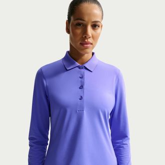 Nike Womens Golf Club Dri-FIT UV Long-Sleeve Golf Polo in Blue | IH0503-570