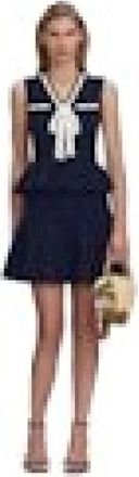 Self Portrait Peplum Pointelle Knit Mini Dress - female - Self Portrait - Short Dresses - Blue - M - Dresses