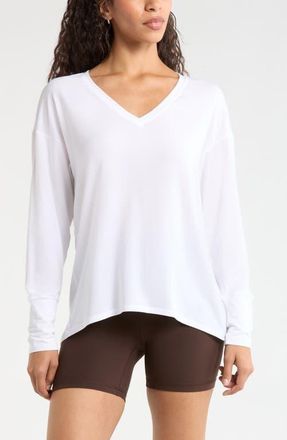 Zella Breathe Long Sleeve T-Shirt in White at Nordstrom, Size X-Large