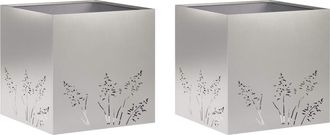 vidaXL Macetero De Jard&iacute;n 2 Uds. Plateado 50 X 50 X 49 Cm Vidaxl