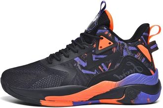 Generic Mens Basketball Shoes are Breathable Anti Slip Wear-Resistant Shock-Absorbing Cement Sports Training Boots Walking Shoes(Black,12.5 UK)