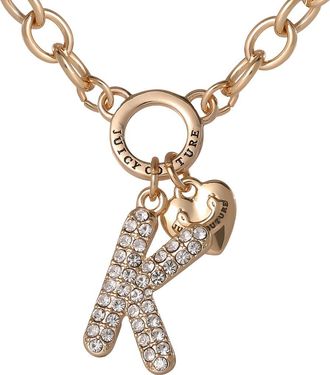 Juicy Couture Bubble Letter Necklace for Women with Clear Stones 18+2, Chunky Initial Necklace Gold-Tone in Letter K at Nordstrom