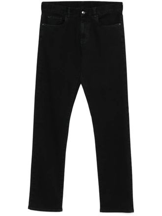 Canali straight-leg jeans - men - Cotton/Elastane/Cotton/Calf Leather - 50 - Black