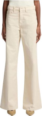 7 For All Mankind Lotta Wide Broeken - Dames - Wijde Broeken - Beige - W27 - Katoen - Broeken