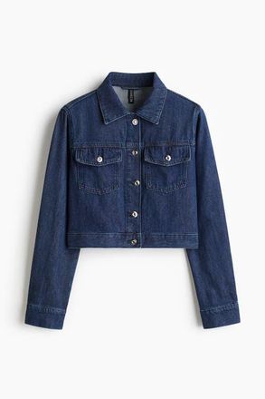H&M Cropped Denim Jacket in Dark Denim Blue at Nordstrom, Size Xx-Large