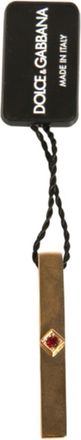 Dolce & Gabbana Mens Gold Tone Brass Crystal Branded Tie Clip Bar