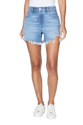 Paige Asher Hi-Rise Buttonfly Shorts In Leela Destructed