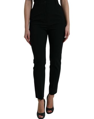 Dolce & Gabbana Womens Highwaisted Slimleg Trousers - Black