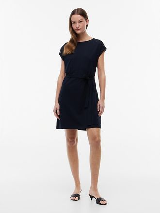 Tommy Hilfiger Womens Belted Stretch-Cotton Dress - Navy - XXL