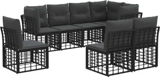 vidaXL Conjunto De Sof&aacute;s De Exterior Negro Poli&eacute;ster Vidaxl