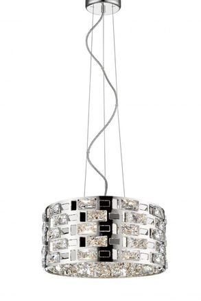 Netlighting Lola 5 Light Chrome Crystal Pendant Ceiling Light in Grey