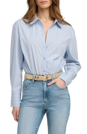 Favorite Daughter The Hire Me Shirt Bodysuit in Slate Stripe at Nordstrom, Size X-Small