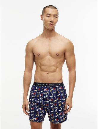 Tommy Hilfiger Mens Printed Woven Boxer - Open Blue - XL
