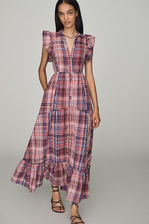 Pilcro Button-Front Ruffle Maxi Dress