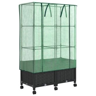 vidaXL Maceta De Jard&iacute;n Con Cubierta De Invernadero Y Ruedas 2 Uds. Pp Vidaxl