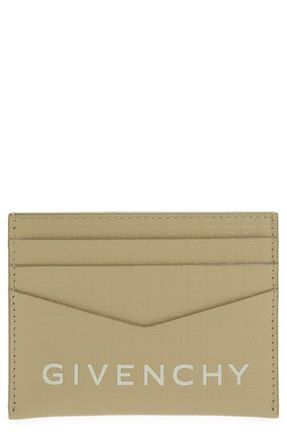 Givenchy 4G-Motif Leather Card Case in Khaki at Nordstrom