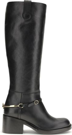 Chlo&eacute; Black Calf Leather Bos Taurus Lace-Up Womens Boots