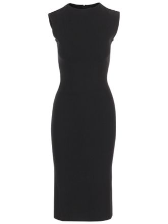 Jacquemus Alba Black Compact Jersey Gathered Back Midi Dress