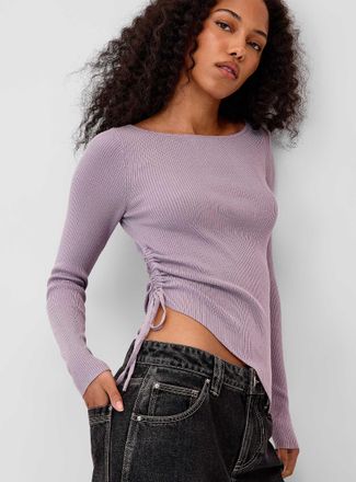 Twik Womens Asymmetrical hem ruched sweater