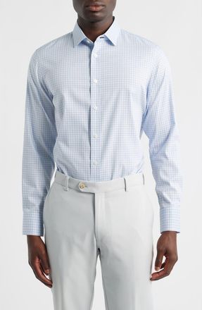 Mizzen+Main Hilton Open Check Cotton Blend Button-Up Shirt in Sky Cooper Plaid at Nordstrom, Size Xx-Large