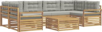 vidaXL Conjunto De Sof&aacute;s De Exterior 7 Uds. Blanco Y Gris Claro Vidaxl