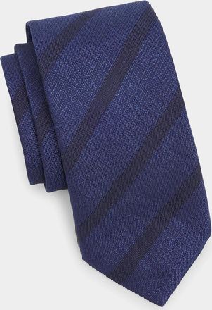 Canali Men & apos;s Striped Woven Silk Tie