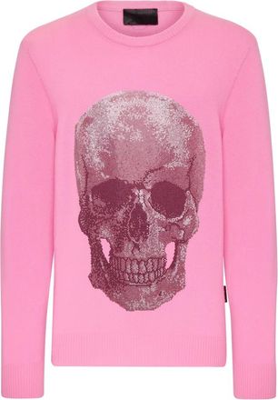 Philipp Plein Pullover Round Neck Iconic Plein - Heren - Cashmere truien - Roze - 4XL - Leer - Truien & Vesten