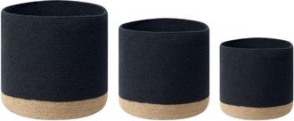 Beliani Beliani - Set di 3 portabiancheria in juta di cotone intrecciato nero e beige Bassima