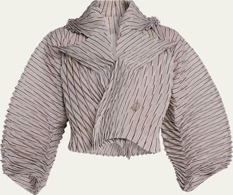 Issey Miyake Stripes Sculpted Crop Jacket