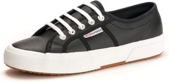 Superga Womens 2750 Efglu U Total Black Leather - Size UK 10