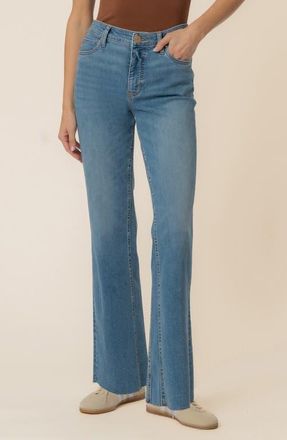 Kut from the Kloth Kelly Fab Ab Raw Hem High Waist Kick Flare Jeans in Legend at Nordstrom, Size 00
