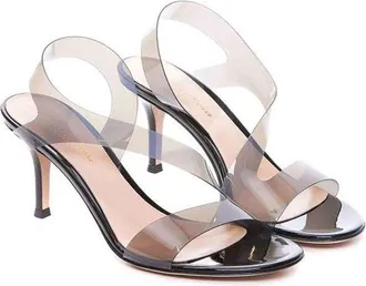 Gianvito Rossi Womens Transparent Rubber Heel Sandal Black