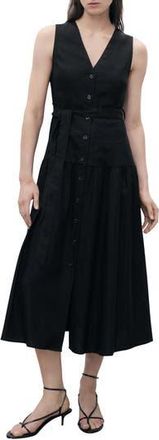 Mango Zamore Sleeveless Tie Waist Midi Dress in Black at Nordstrom Rack, Size 16 (Similar To 16W-18W)