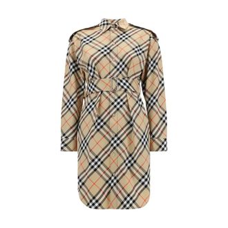 Burberry Check Chemisier Dress with Belt - female - Burberry - Shirt Dresses - Multicolor - 3XS - Dresses