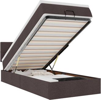 vidaXL Cama Otomana Con Colch&oacute;n Marr&oacute;n Oscuro 100x200 Cm Tela Vidaxl