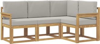 vidaXL Conjunto De Sof&aacute;s De Exterior 4 Uds. Blanco Y Gris Claro Vidaxl