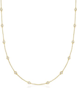 Ross-Simons 1.00- Bezel-Set Round Brilliant-Cut Diamond Station Necklace in 14kt Yellow Gold
