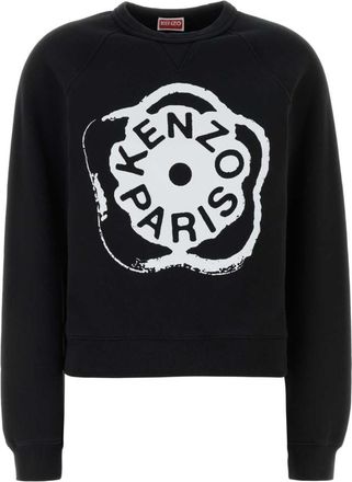 Kenzo Black Crew Neck Logo Print Sweatshirt