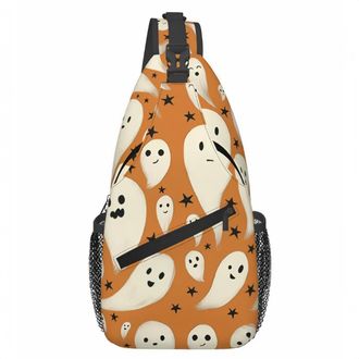 Generic Cute cartoon print crossbody bag with adorable twill print, suitable for mens outdoor hiking, daily travel, and long-distance trips. (Ghost)