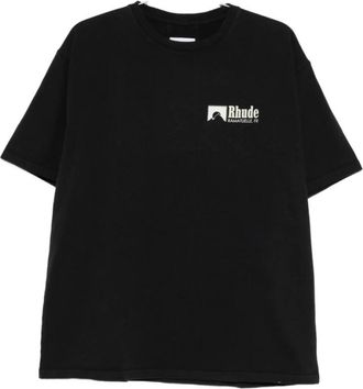 Rhude Logo Graphic T-shirt met ronde hals - Heren - T-shirts - Zwart - S - Katoen - Tops