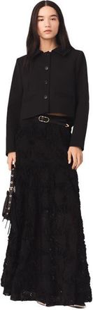 Maje Long embroidered skirt in Black at Nordstrom, Size 38 Eu