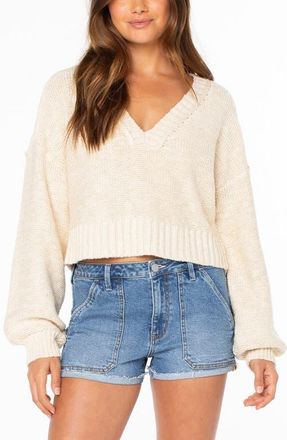 Roxy Study Hall V-Neck Sweater in Parchment at Nordstrom, Size X-Large