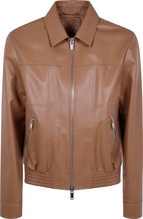 Desa Leather Fitted Bomber Jacket