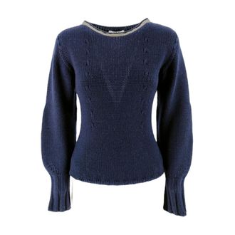 Fabiana Filippi Round-neck Knitwear, female, Blue, Size: M Round-neck Knitwear