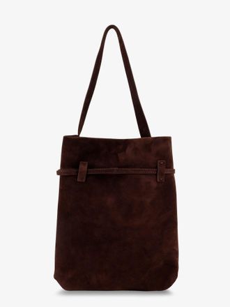 Manu Atelier Womens Suede Tote Du Jour Shoulder Bag Brown