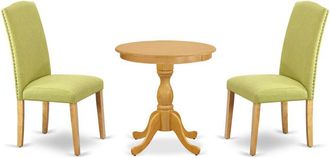 East West Furniture ESEN3-OAK-07 - 3-Pc Dining Room Table Set - 2 Dining Padded Chairs and 1 Kitchen Dining Table (Oak Finish)