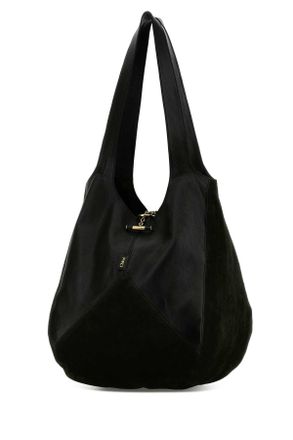 Chlo&eacute; Womens Black Suede And Leather Balloon Shopping Bag Borse A Mano